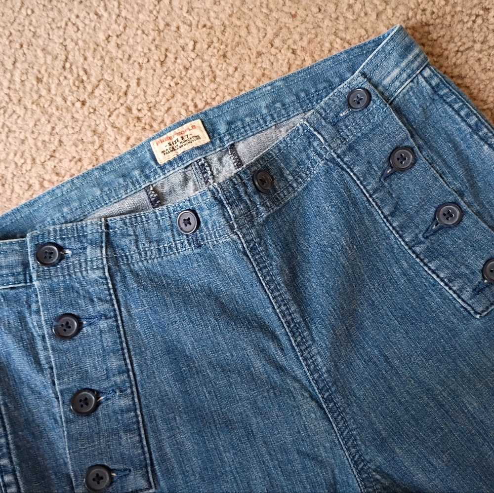 Y2K Free People Retro Boho Sailor Jeans Flare Wide Leg Bell Bottom 27 7